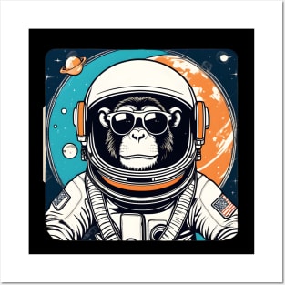 astronaut monkey with sunglasses Posters and Art